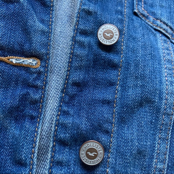 Distressed Jean Jacket Cropped Blue Hollister - M - Picture 5 of 7